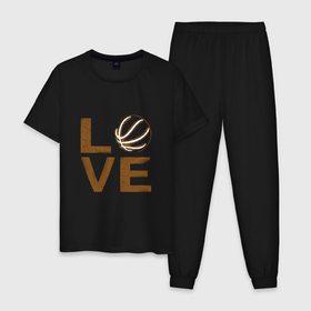 Мужская пижама хлопок с принтом Basket   Love в Новосибирске, 100% хлопок | брюки и футболка прямого кроя, без карманов, на брюках мягкая резинка на поясе и по низу штанин
 | basketball | game | love | nba | sport | баскетбол | баскетболист | игра | любовь | мяч | нба | спорт | спортсмен