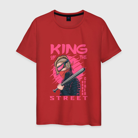 Мужская футболка хлопок с принтом Cyberpunk King of the street в Екатеринбурге, 100% хлопок | прямой крой, круглый вырез горловины, длина до линии бедер, слегка спущенное плечо. | cyberpunk | king of the street | urban | киберпанк | король улиц