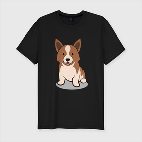 Мужская футболка хлопок Slim с принтом Вельш корги (вектор) в Белгороде, 92% хлопок, 8% лайкра | приталенный силуэт, круглый вырез ворота, длина до линии бедра, короткий рукав | corgi | dog | welsh corgi | вельш корги | корги | пес | собака | щенок