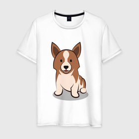 Мужская футболка хлопок с принтом Вельш корги (вектор) в Санкт-Петербурге, 100% хлопок | прямой крой, круглый вырез горловины, длина до линии бедер, слегка спущенное плечо. | corgi | dog | welsh corgi | вельш корги | корги | пес | собака | щенок
