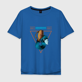 Мужская футболка хлопок Oversize с принтом Знак зодиака Водолей | Aquarius в Тюмени, 100% хлопок | свободный крой, круглый ворот, “спинка” длиннее передней части | aquarius | водолей | гороскоп | знак зодиака | знаки зодиака