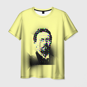 Мужская футболка 3D с принтом Портрет Чехова в Петрозаводске, 100% полиэфир | прямой крой, круглый вырез горловины, длина до линии бедер | бюст | очки | писатель | портрет | точки | чехоп