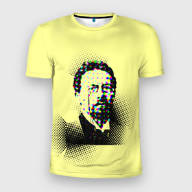 Мужская футболка 3D Slim с принтом Портрет Чехова в Кировске, 100% полиэстер с улучшенными характеристиками | приталенный силуэт, круглая горловина, широкие плечи, сужается к линии бедра | бюст | очки | писатель | портрет | точки | чехоп