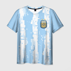 Мужская футболка 3D с принтом Сборная Аргентины Современная форма в Белгороде, 100% полиэфир | прямой крой, круглый вырез горловины, длина до линии бедер | аргентина | новая | сборная аргентины | современная | форма | футбол