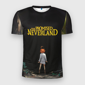 Мужская футболка 3D Slim с принтом Эмма на распутье в Петрозаводске, 100% полиэстер с улучшенными характеристиками | приталенный силуэт, круглая горловина, широкие плечи, сужается к линии бедра | anime | the promised neverland | yakusoku no neverland | аниме | анимэ | обещанная страна грёз