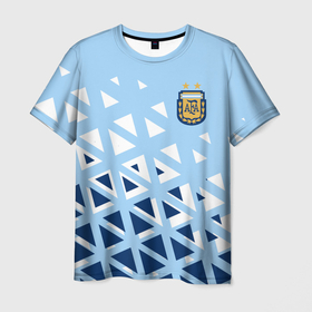 Мужская футболка 3D с принтом Сборная Аргентины футбол в Новосибирске, 100% полиэфир | прямой крой, круглый вырез горловины, длина до линии бедер | аргентина | новая | сборная аргентины | современная | форма | футбол