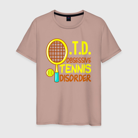 Мужская футболка хлопок с принтом O.T.D. Обсессивное Теннисное Расстройство в Тюмени, 100% хлопок | прямой крой, круглый вырез горловины, длина до линии бедер, слегка спущенное плечо. | tennis | большой теннис | лаун теннис | мяч | настольный теннис | пинг | пинг понг | понг | ракетка | спорт | спортсмен | тенисист | тенисный | теннис | теннисист | шорт теннис