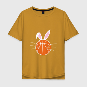 Мужская футболка хлопок Oversize с принтом Basketball Bunny в Петрозаводске, 100% хлопок | свободный крой, круглый ворот, “спинка” длиннее передней части | basketball | bunny | game | nba | rabbit | sport | баскетбол | баскетболист | животные | заяц | игра | кролик | мяч | нба | спорт | спортсмен