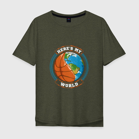 Мужская футболка хлопок Oversize с принтом Basketball World в Петрозаводске, 100% хлопок | свободный крой, круглый ворот, “спинка” длиннее передней части | basketball | game | nba | sport | баскетбол | баскетболист | земля | игра | мир | мяч | нба | планета | спорт | спортсмен