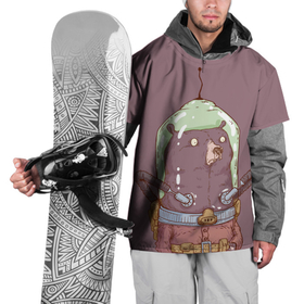 Накидка на куртку 3D с принтом Медведь в скафандре в Тюмени, 100% полиэстер |  | животное | космонавт | косолапый | медведь | скафандр