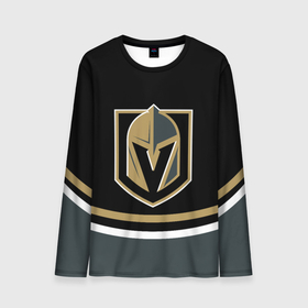 Мужской лонгслив 3D с принтом Vegas Golden Knights NHL в Тюмени, 100% полиэстер | длинные рукава, круглый вырез горловины, полуприлегающий силуэт | Тематика изображения на принте: golden knights | hockey | nhl | vegas | vegas golden knights | вегас | вегас голден найтс | голден найтс | клуб | лого | логотип | нхл | спорт | хокей | хоккей | хоккейный