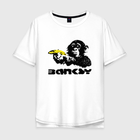 Мужская футболка хлопок Oversize с принтом Banksy   Бэнкси обезьяна с бананом в Санкт-Петербурге, 100% хлопок | свободный крой, круглый ворот, “спинка” длиннее передней части | banksy | арт | банан | бенкси | бэнкси | граффити | картина | обезьяна | обезьяна с бананом | роберт | робин бэнкс | робин ганнингхем | стрит арт | творчество | художник