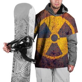 Накидка на куртку 3D с принтом Радиактивно в Петрозаводске, 100% полиэстер |  | желтый | знак | опасность | радиация | ядерный