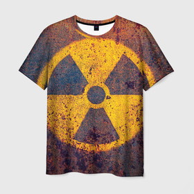 Мужская футболка 3D с принтом Радиактивно в Новосибирске, 100% полиэфир | прямой крой, круглый вырез горловины, длина до линии бедер | желтый | знак | опасность | радиация | ядерный