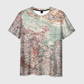 Мужская футболка 3D с принтом КАРТА МАЛЕНЬКОГО МИРА , 100% полиэфир | прямой крой, круглый вырез горловины, длина до линии бедер | география | города | карта | мир | страны