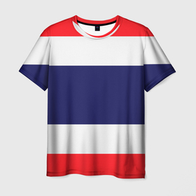 Мужская футболка 3D с принтом Фрэнч стайл в Петрозаводске, 100% полиэфир | прямой крой, круглый вырез горловины, длина до линии бедер | белое | красное | полосатый | полосы | синее