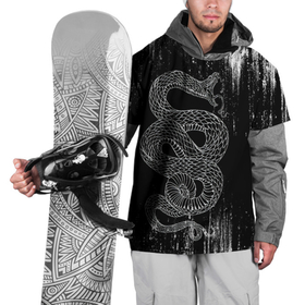 Накидка на куртку 3D с принтом Snake Краски Змея ЧБ в Кировске, 100% полиэстер |  | beast | cobra | grunge | snake | гранж | животные | зверь | змея | кобра | когти | краски | полосы | потертости | текстура | узор | чб | чешуя