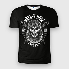 Мужская футболка 3D Slim с принтом Free Soul в Кировске, 100% полиэстер с улучшенными характеристиками | приталенный силуэт, круглая горловина, широкие плечи, сужается к линии бедра | hardcore | skull | анархия | музыка | рок | свобода | череп | черная