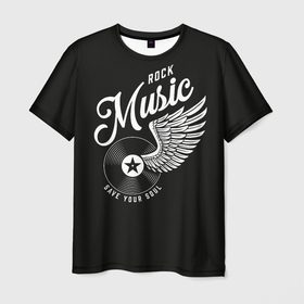 Мужская футболка 3D с принтом Save your soul в Белгороде, 100% полиэфир | прямой крой, круглый вырез горловины, длина до линии бедер | Тематика изображения на принте: music | rock | анархия | музыка | пластинка | рок | свобода | черная