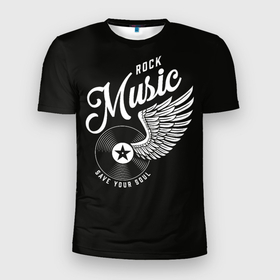 Мужская футболка 3D Slim с принтом Save your soul в Белгороде, 100% полиэстер с улучшенными характеристиками | приталенный силуэт, круглая горловина, широкие плечи, сужается к линии бедра | Тематика изображения на принте: music | rock | анархия | музыка | пластинка | рок | свобода | черная