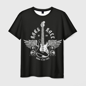 Мужская футболка 3D с принтом Born free в Петрозаводске, 100% полиэфир | прямой крой, круглый вырез горловины, длина до линии бедер | free | music | rock | крылья | музыка | рок | свобода | черная