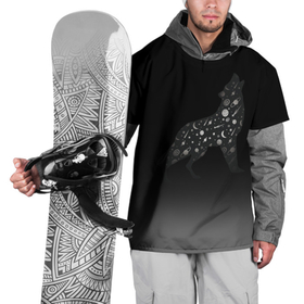 Накидка на куртку 3D с принтом Звездный черный  волк в Белгороде, 100% полиэстер |  | Тематика изображения на принте: волк | волки | волчица | звездное небо | звезды