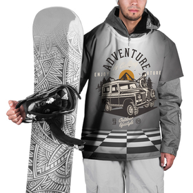 Накидка на куртку 3D с принтом Путешествие  на джипе в Санкт-Петербурге, 100% полиэстер |  | Тематика изображения на принте: авто | автомобиль | джип | путешественник | путешествие
