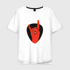 Мужская футболка хлопок Oversize с принтом Красная коза , 100% хлопок | свободный крой, круглый ворот, “спинка” длиннее передней части | Тематика изображения на принте: hand | rock | анархия | коза | красная | рок | рука