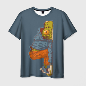 Мужская футболка 3D с принтом Уставшая лягуха в Курске, 100% полиэфир | прямой крой, круглый вырез горловины, длина до линии бедер | frog | животное | лягуха | лягушка | усталость