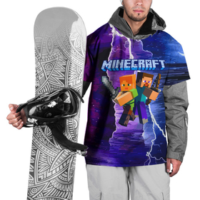 Накидка на куртку 3D с принтом Minecraft   Neon в Санкт-Петербурге, 100% полиэстер |  | hero | lighting | minecraft | sword | video game | видеоигра | герой | майнкрафт | меч | молния