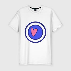 Мужская футболка хлопок Slim с принтом Сердце в круге с обводкой в Курске, 92% хлопок, 8% лайкра | приталенный силуэт, круглый вырез ворота, длина до линии бедра, короткий рукав | Тематика изображения на принте: heart | love | round | круг | любовь | сердечко | сердце