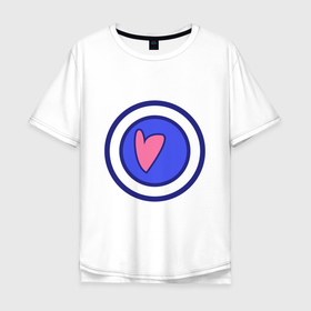 Мужская футболка хлопок Oversize с принтом Сердце в круге с обводкой в Санкт-Петербурге, 100% хлопок | свободный крой, круглый ворот, “спинка” длиннее передней части | heart | love | round | круг | любовь | сердечко | сердце
