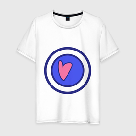 Мужская футболка хлопок с принтом Сердце в круге с обводкой в Петрозаводске, 100% хлопок | прямой крой, круглый вырез горловины, длина до линии бедер, слегка спущенное плечо. | heart | love | round | круг | любовь | сердечко | сердце