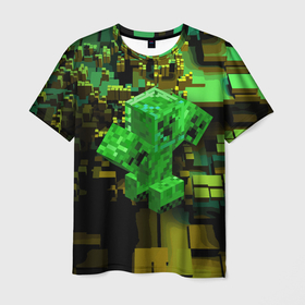 Мужская футболка 3D с принтом Minecraft   Creeper   Mob , 100% полиэфир | прямой крой, круглый вырез горловины, длина до линии бедер | Тематика изображения на принте: creeper | hero | minecraft | video game | видеоигра | герой | крипер | майнкрафт