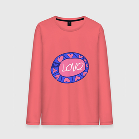 Мужской лонгслив хлопок с принтом Love badge в Петрозаводске, 100% хлопок |  | badge | hearts | love | круг | любовь | сердечки | сердца