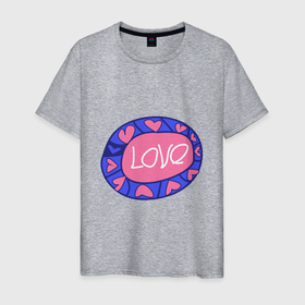 Мужская футболка хлопок с принтом Love badge в Петрозаводске, 100% хлопок | прямой крой, круглый вырез горловины, длина до линии бедер, слегка спущенное плечо. | badge | hearts | love | круг | любовь | сердечки | сердца