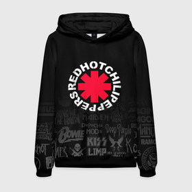 Мужская толстовка 3D с принтом Red Hot Chili Peppers Логотипы рок групп в Курске, 100% полиэстер | двухслойный капюшон со шнурком для регулировки, мягкие манжеты на рукавах и по низу толстовки, спереди карман-кенгуру с мягким внутренним слоем. | chili | hot | music | peppers | red hot chili peppers | rock | музыка | ред хот чили пеперс | рок