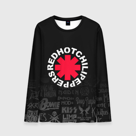 Мужской лонгслив 3D с принтом Red Hot Chili Peppers Логотипы рок групп в Новосибирске, 100% полиэстер | длинные рукава, круглый вырез горловины, полуприлегающий силуэт | Тематика изображения на принте: chili | hot | music | peppers | red hot chili peppers | rock | музыка | ред хот чили пеперс | рок
