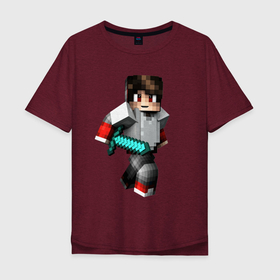 Мужская футболка хлопок Oversize с принтом Minecraft   Warrior   Hero , 100% хлопок | свободный крой, круглый ворот, “спинка” длиннее передней части | hero | minecraft | sword | video game | warrior | видеоигра | воин | герой | майнкрафт | меч
