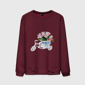 Мужской свитшот хлопок с принтом Велосипед с корзиной цветов , 100% хлопок |  | Тематика изображения на принте: велосипед | велосипед с цветами | весенний букет | весна | корзина цвтов | розы | цветы