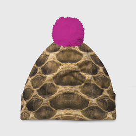 Шапка 3D c помпоном с принтом Snake Skin   Pattern в Тюмени, 100% полиэстер | универсальный размер, печать по всей поверхности изделия | Тематика изображения на принте: fashion | pattern | skin | snake | змея | кожа | мода | узор
