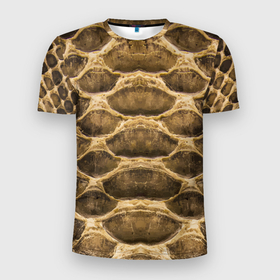 Мужская футболка 3D Slim с принтом Snake Skin   Pattern в Тюмени, 100% полиэстер с улучшенными характеристиками | приталенный силуэт, круглая горловина, широкие плечи, сужается к линии бедра | Тематика изображения на принте: fashion | pattern | skin | snake | змея | кожа | мода | узор