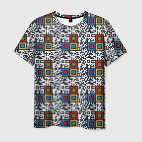 Мужская футболка 3D с принтом QR код    паттерн в Белгороде, 100% полиэфир | прямой крой, круглый вырез горловины, длина до линии бедер | Тематика изображения на принте: qr code | qr код | куар код | современный узор | узор