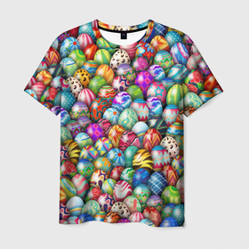 Мужская футболка 3D с принтом Пасхальные крашеные яйца в Тюмени, 100% полиэфир | прямой крой, круглый вырез горловины, длина до линии бедер | easter | весна | крашеные | пасха | паттерн | яйца | яйцо