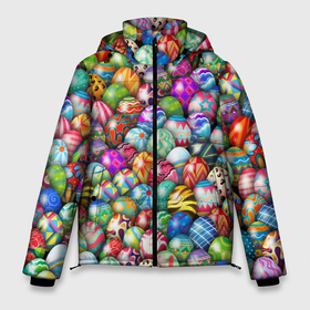 Мужская зимняя куртка 3D с принтом Пасхальные крашеные яйца в Новосибирске, верх — 100% полиэстер; подкладка — 100% полиэстер; утеплитель — 100% полиэстер | длина ниже бедра, свободный силуэт Оверсайз. Есть воротник-стойка, отстегивающийся капюшон и ветрозащитная планка. 

Боковые карманы с листочкой на кнопках и внутренний карман на молнии. | easter | весна | крашеные | пасха | паттерн | яйца | яйцо