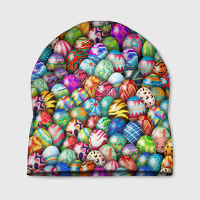 Шапка 3D с принтом Пасхальные крашеные яйца в Тюмени, 100% полиэстер | универсальный размер, печать по всей поверхности изделия | Тематика изображения на принте: easter | весна | крашеные | пасха | паттерн | яйца | яйцо