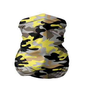 Бандана-труба 3D с принтом Желтый, Черный, Серый, Модный (камуфляж) в Новосибирске, 100% полиэстер, ткань с особыми свойствами — Activecool | плотность 150‒180 г/м2; хорошо тянется, но сохраняет форму | camouflage | military | армия | военный камуфляж | война | гламур | камуфляж | маскировка | масхалат | милитари | мода | охота | солдат | цвета хаки