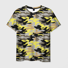 Мужская футболка 3D с принтом Желтый, Черный, Серый, Модный (камуфляж) в Санкт-Петербурге, 100% полиэфир | прямой крой, круглый вырез горловины, длина до линии бедер | camouflage | military | армия | военный камуфляж | война | гламур | камуфляж | маскировка | масхалат | милитари | мода | охота | солдат | цвета хаки