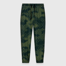 Мужские брюки 3D с принтом Абстрактный геометрический зеленый камуфляж в Белгороде, 100% полиэстер | манжеты по низу, эластичный пояс регулируется шнурком, по бокам два кармана без застежек, внутренняя часть кармана из мелкой сетки | Тематика изображения на принте: 23 февраля | camouflage | military | абстракция | армия | боец | военный камуфляж | воин | война | геометрия | день защитника отечества | камуфляж | маскировка | масхалат | математика | милитари | охота | охрана