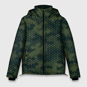 Мужская зимняя куртка 3D с принтом Абстрактный геометрический зеленый камуфляж в Новосибирске, верх — 100% полиэстер; подкладка — 100% полиэстер; утеплитель — 100% полиэстер | длина ниже бедра, свободный силуэт Оверсайз. Есть воротник-стойка, отстегивающийся капюшон и ветрозащитная планка. 

Боковые карманы с листочкой на кнопках и внутренний карман на молнии. | 23 февраля | camouflage | military | абстракция | армия | боец | военный камуфляж | воин | война | геометрия | день защитника отечества | камуфляж | маскировка | масхалат | математика | милитари | охота | охрана